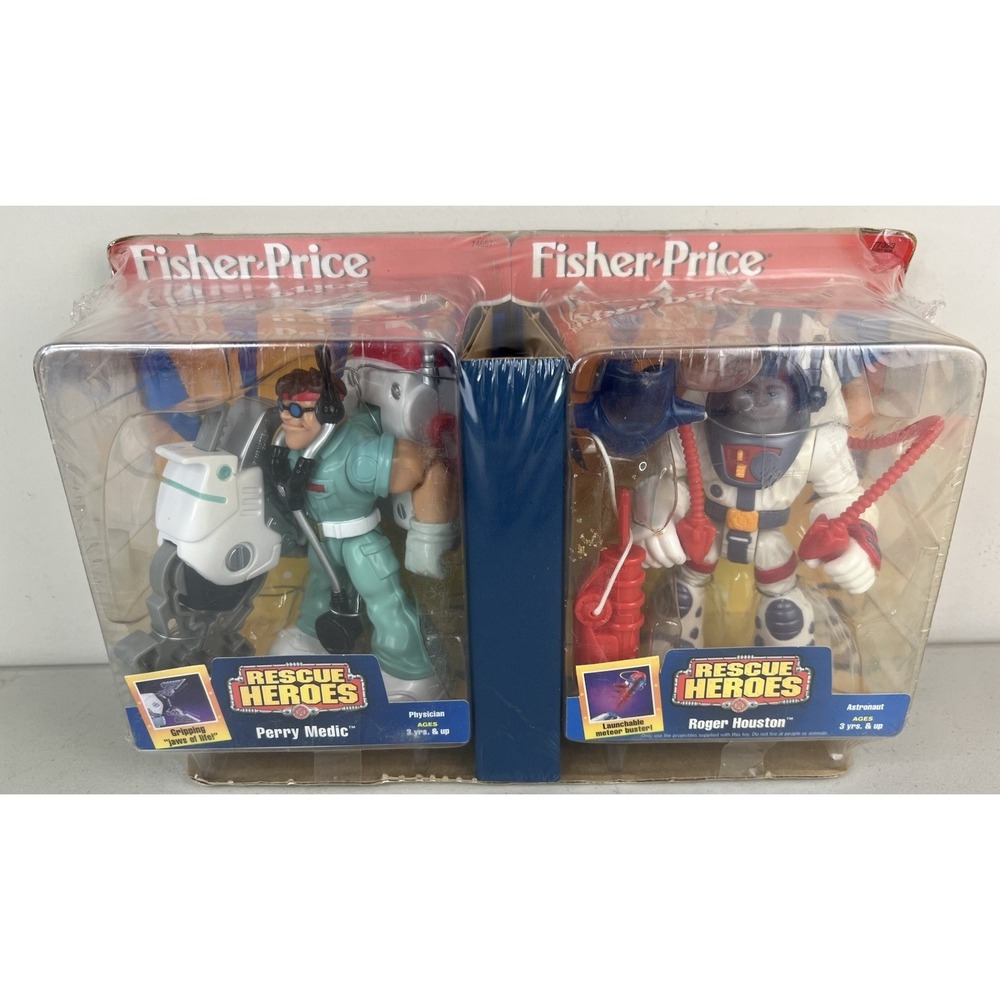 NEW RARE SET Vintage 1998 Fisher-Price RESCUE HEROES Roger Houston Perry Medic